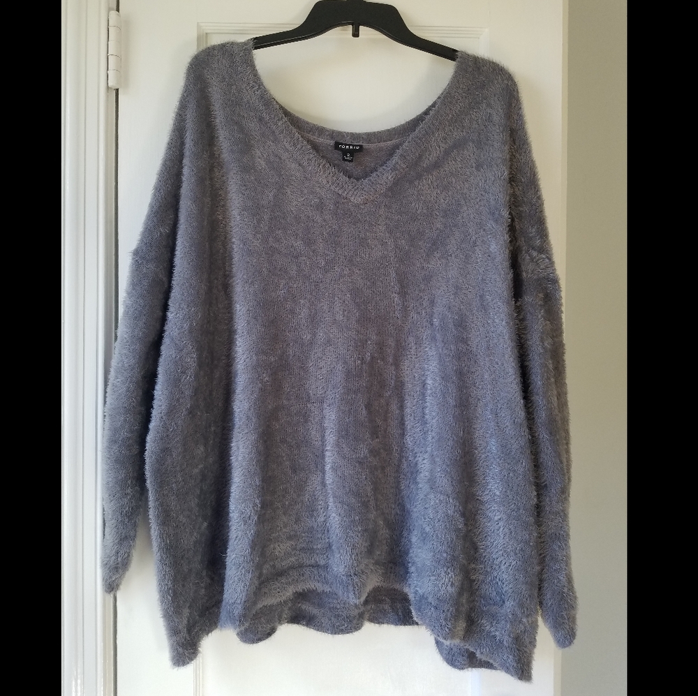 Fluffy Grey Tunic Sweater